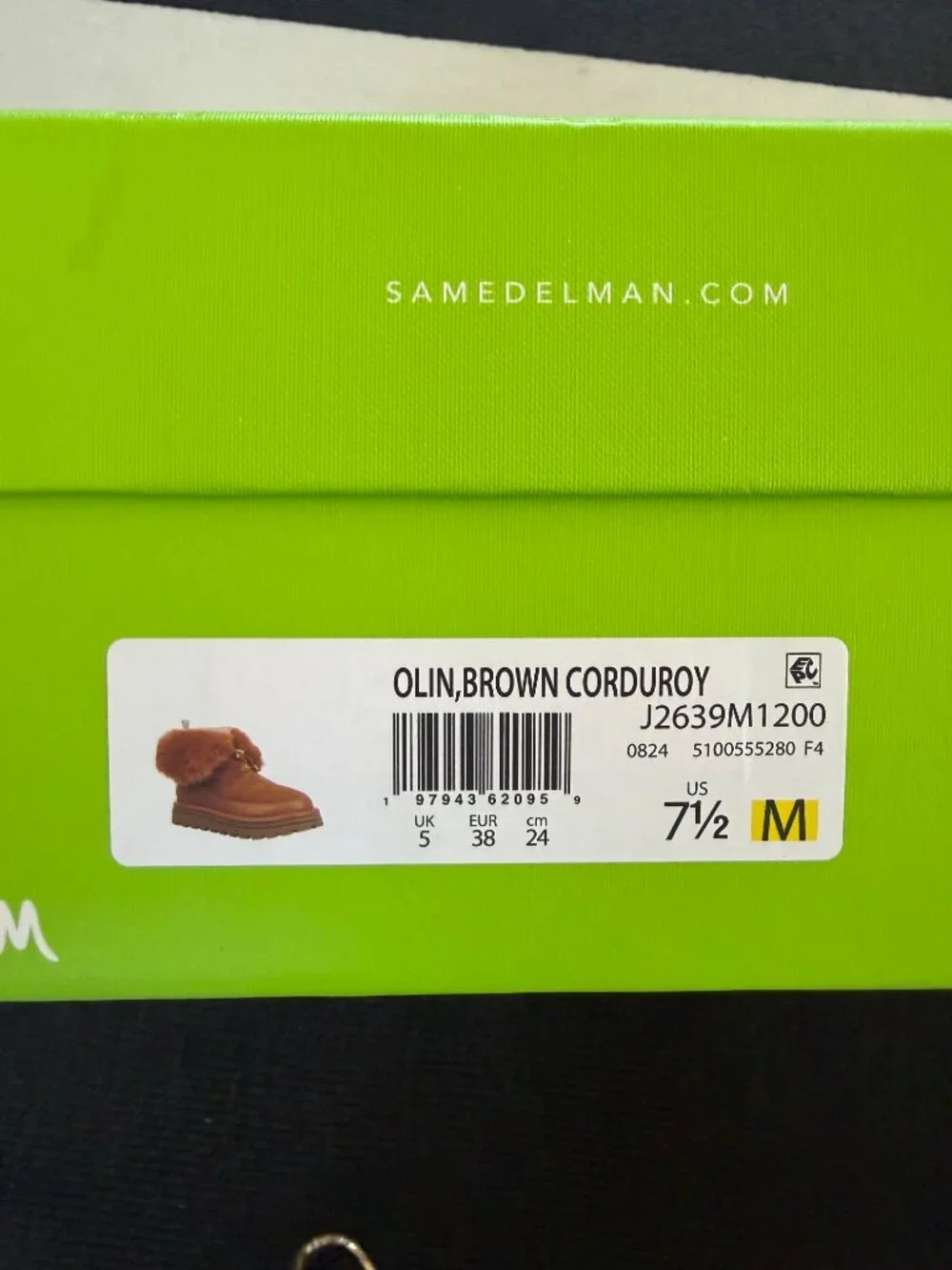 Sam Edelman Faux Fur Corduroy Platform Boots — Chestnut, NIB. 7.5